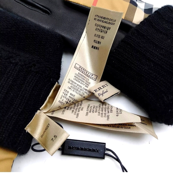 NWT BURBERRY NIVA CHECK LAMB LEATHER GLOVES - Picture 7 of 8